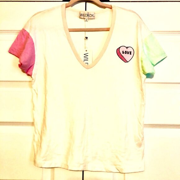 NWT WILDFOX Paradise Colorblock V-Neck T-Shirt Short Sleeve S & M - Picture 4 of 7